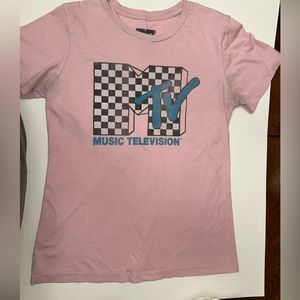 MTV CHECKERED LOGO PINK TEE